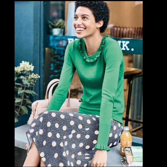 Boden Sweaters - Boden Bernadette ruffle sweater green sleeve neck